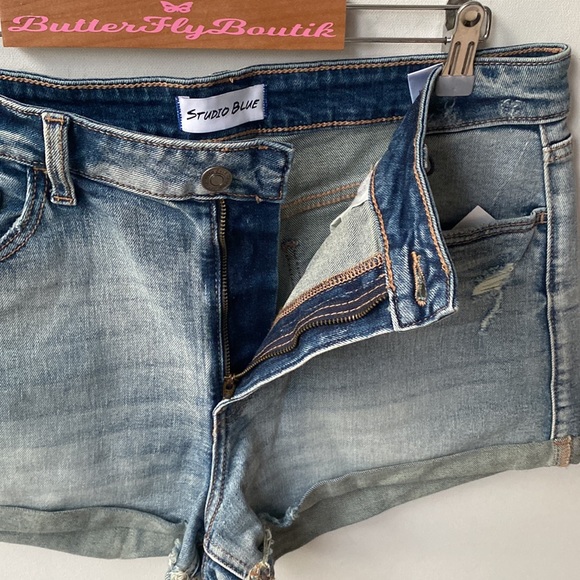 (A6) Studio Blue denim shorts, size 28, NWT - Picture 4 of 7